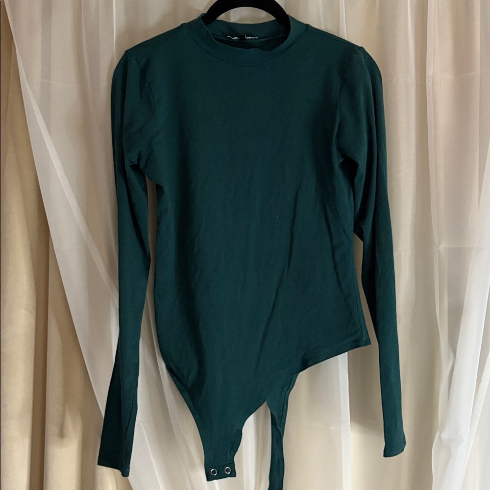Fashion Nova Forest Green Long Sleeve Bodysuit